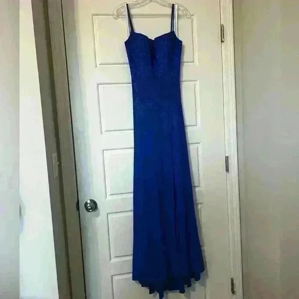 royal blue cinderella divine prom dress size 6 - Picture 13 of 14
